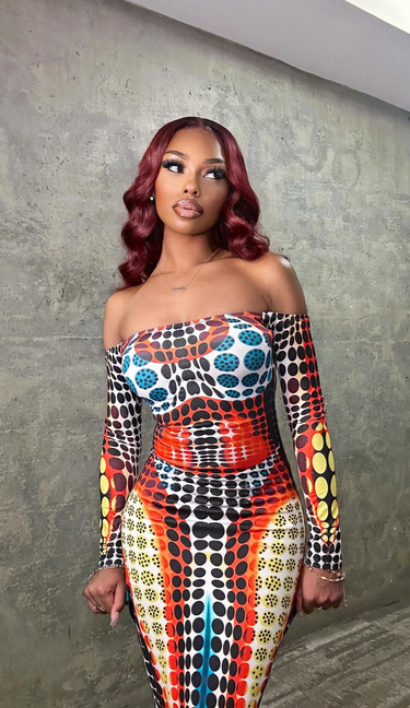 Vanessa Off-Shoulder Printed Bodycon Dress