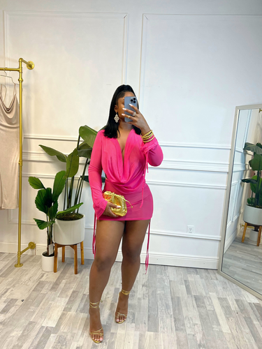Mariah Draped Front Drawstring Backless Mesh Set