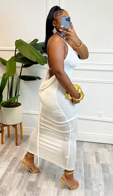 Sophie Draped Backless Tie up Maxi Dress