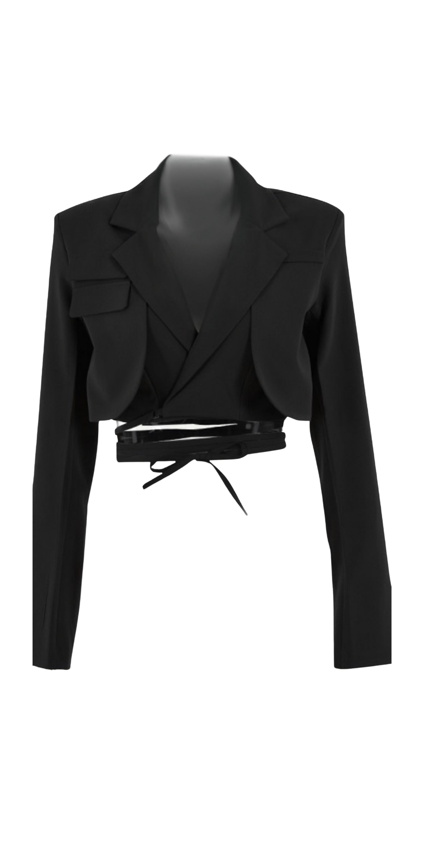 Grey Jalyn Wrap Crop Bell Sleeve Blazer