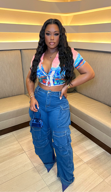 Bianca Dark Wash Cargo Pants